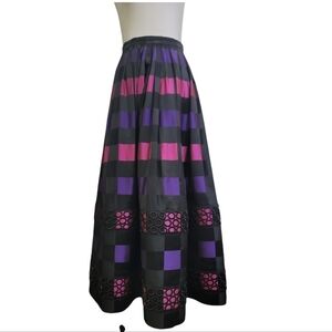 Guy Laroche Vintage Satin check Maxi Skirt (Rare)